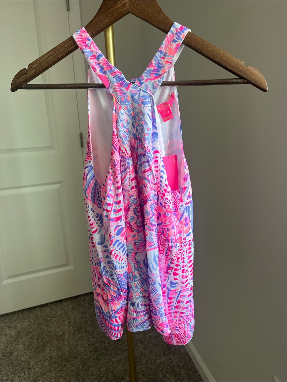Lilly Pulitzer Pink and Blue Printed Racerback Tank